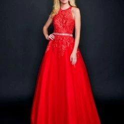 In Stock Nina Canacci 3188 Size 2 Long Lace A Line Ballgown Prom Dress Pageant Gown High Neck Formal