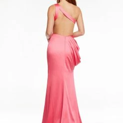 Ashleylauren Ashley Lauren 11164 One Shoulder Evening Gown With Draping