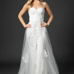 In Stock Nina Canacci 9132 Size 2, 6 Long Straight Prom Pageant Gown Pearl Accent Corset Dress