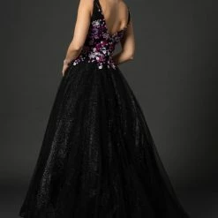 In Stock Ballgown Dresses Nina Canacci 3184 Size 6 Long Ballgown Prom Pageant Gown Floral Shimmer Formal Dress