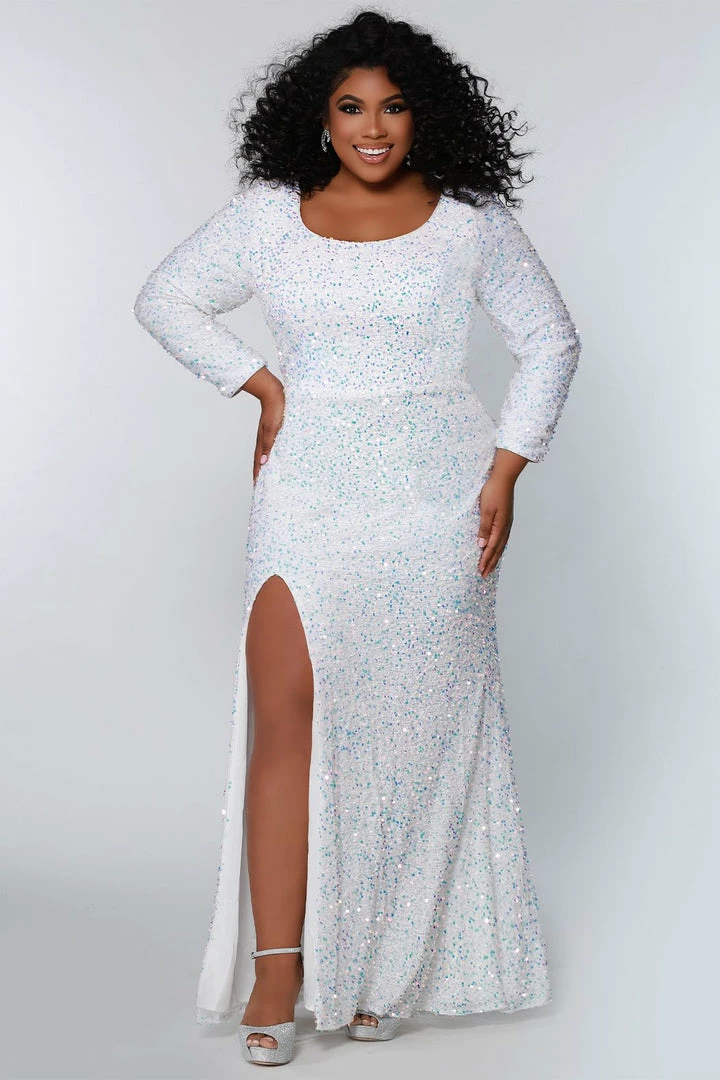 Sydney's Closet SC7320 Fitted Plus Sized Prom Dress Long Sleeves Scoop Neckline With Slit SC 7320 Long Sleeve Dresses 5 Sydney's Closet SC7320 Fitted Plus Sized Prom Dress Long Sleeves Scoop Neckline With Slit SC 7320 Long Sleeve Dresses