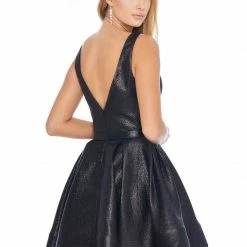 In Stock Ashley Lauren 4325 Red Cocktail Dress Size 4 Metallic Short Homecoming Dress A Line