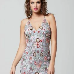 In Stock Primavera Couture 1938 Size 10 Short Beaded Cocktail Dress Sequin 3D Sequin Homecoming Dress