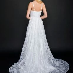 Nina Canacci 5201 Long Ballgown Prom Pageant Gown Wedding Dress Lace V Neckline