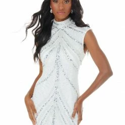 Ashleylauren Ashley Lauren 1624 High Neckline Beaded Fitted Prom Dress Sequins Evening Gown Sequin Dresses