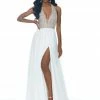 Ashleylauren Ashley Lauren 1989 V-Neck Beaded Bustier Prom Dress Flowy Chiffon Skirt With Side Slit