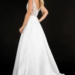 Nina Canacci 2300 Embellished Cap Sleeve Wedding Dress Sheer Lace Back A Line