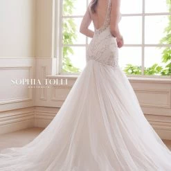In Stock Sophia Tolli 21811 Size 14 Backless Beaded Fit & Flare Wedding Dress Bridal Gown
