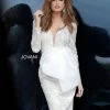 Discontinued Jovani 2033 Long Sleeve Lace Short Cocktail Dress With Bow Detail