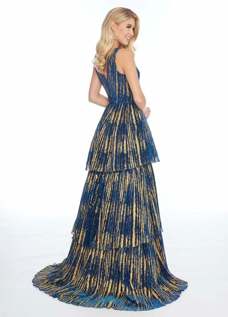 Ashleylauren Ashley Lauren 1758 Midnight V Neckline Metallic Tulle Evening Gown Ballgown Dresses 4 Ashleylauren Ashley Lauren 1758 Midnight V Neckline Metallic Tulle Evening Gown Ballgown Dresses