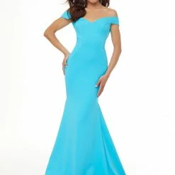 Ashleylauren Ashley Lauren 11025 Off Shoulder Scuba Prom Dress With Crisscross Back 16 Ashleylauren Ashley Lauren 11025 Off Shoulder Scuba Prom Dress With Crisscross Back