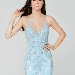 In Stock Primavera Couture 3428 Size 8 Powder Blue Beaded Prom Dress Evening Gown