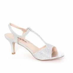 Formal Shoes Your Party Shoes Avery Open Toe Silver Short Heel Crystal Embellished Prom Pageant