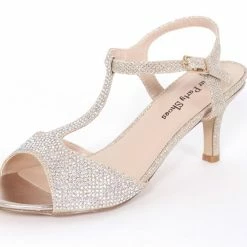 Formal Shoes Your Party Shoes Avery Open Toe Silver Short Heel Crystal Embellished Prom Pageant