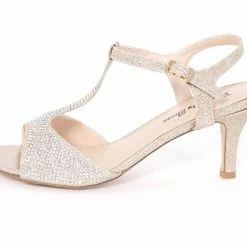 Formal Shoes Your Party Shoes Avery Open Toe Silver Short Heel Crystal Embellished Prom Pageant