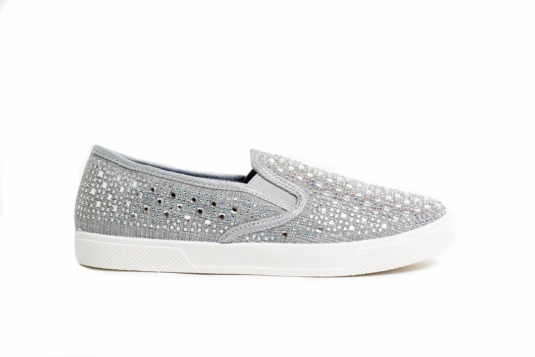 Your Party Shoes Peyton Slip On Sneakers Prom Shoes Crystal Embellished Canvas Flat Bling Formal Shoes 10 Your Party Shoes Peyton Slip On Sneakers Prom Shoes Crystal Embellished Canvas Flat Bling Formal Shoes