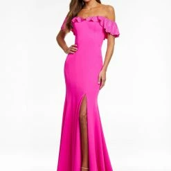 Ashleylauren Ashley Lauren 11137 Off Shoulder Ruffle Evening Gown