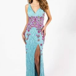 In Stock Backless Dresses Primavera Couture 3238 Size 14 Floral Sequin Fitted Formal Evening Dress Prom