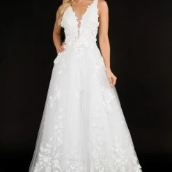 In Stock Glass Slipper Formals 1495 Size 12 Ivory Floral Embellished Wedding Dress A Line Applique Ballgown Dresses