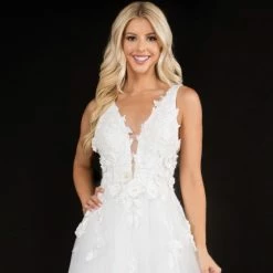 In Stock Glass Slipper Formals 1495 Size 12 Ivory Floral Embellished Wedding Dress A Line Applique Ballgown Dresses