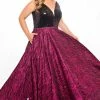 In Stock Tease Prom 2041 Size 14 Magenta Sequin V Neckline Print Ball Gown Prom Dress