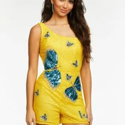 Ashleylauren Ashley Lauren 4492 Fully Beaded Butterfly Romper