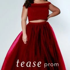 In Stock Tease Prom By Sydney's Closet TE1909 Plus Sized Prom Dress Off Shoulder Ballgown Dresses