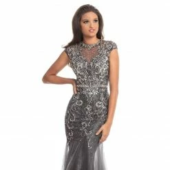 Ballgown Dresses Johnathan Kayne 9039 Illusion Lace Prom Dress Cap Sleeve Mermaid Evening Dress