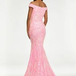 In Stock Ashley Lauren 11112 Size 8 Emerald Off The Shoulder Sequin Gown Mermaid Prom Dress