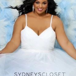 Ballgown Dresses Sydney's Closet SC5240 Layered Skirt Plus Sized Wedding Dress Ball Gown V Neckline